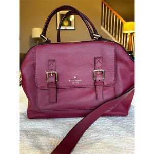Kate Spade Raquelle Allen Street Plum Red Leather Tote Bag